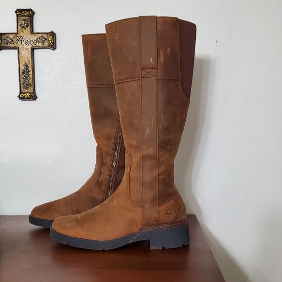 Timberland Graceyn Womens 7.5 Waterproof Tall Boot Side Zip Leather Distressed - Picture 2 of 14